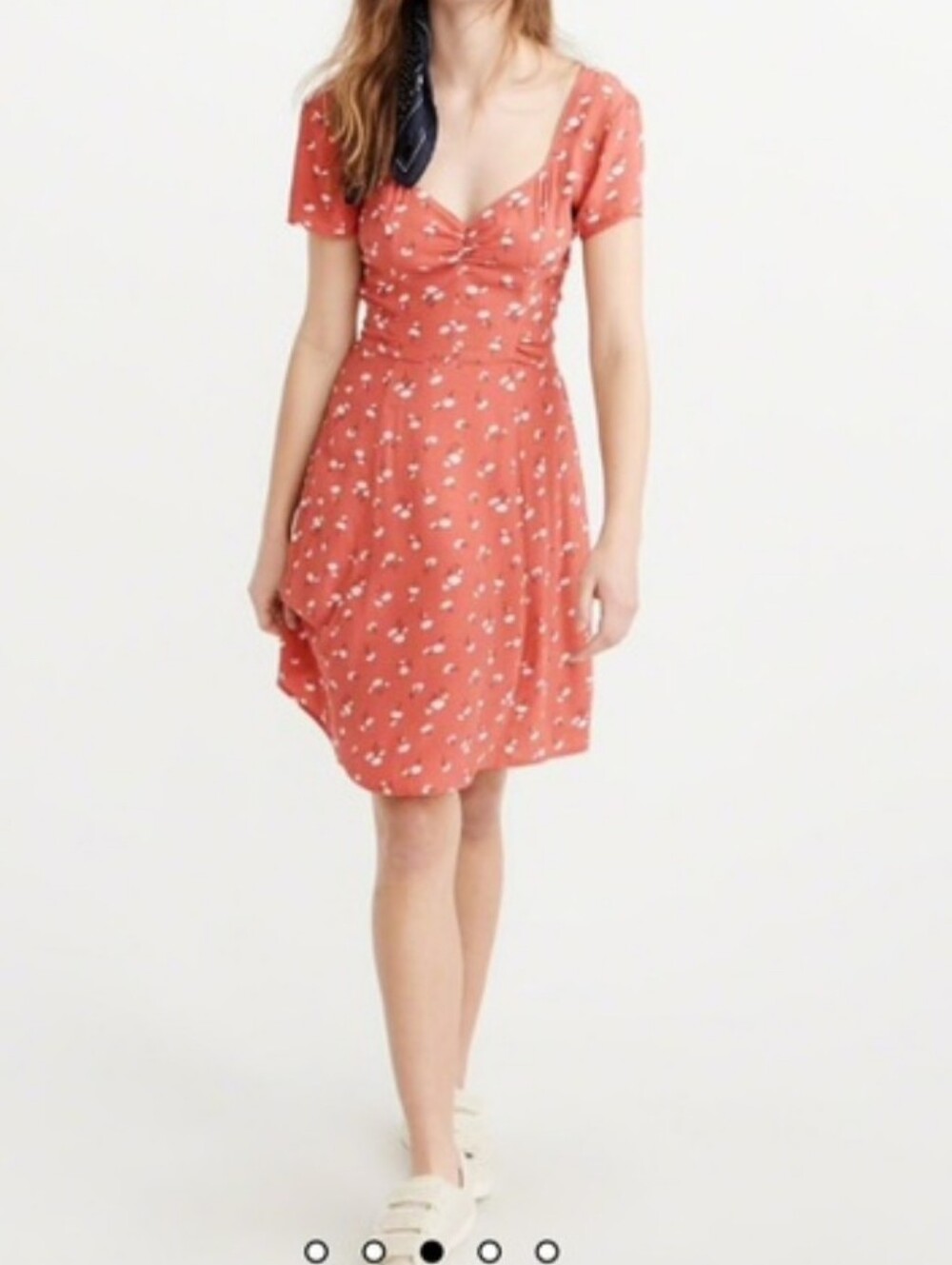 Abercrombie & Fitch Coral Floral Bowback Dress